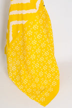 Shalini: Bright Yellow & White Contemporary Bengal Soft Mulmul Cotton Saree