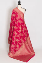 Siri: Rani Pink Semi Georgette Banarasi Saree with 42 Size Blouse