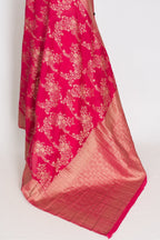 Siri: Rani Pink Semi Georgette Banarasi Saree with 42 Size Blouse