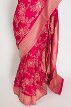 Siri: Rani Pink Semi Georgette Banarasi Saree with 42 Size Blouse