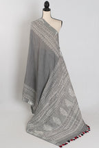 Snigdha: Grey and Silver Hand Block Printed Saree | Soft Linen Cotton
