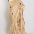 Sohini: Beige Gicha Tussar Saree | Floral Embroidery | Contemporary Handloom
