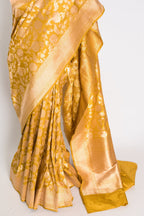Sona: Silk Mark Certified Golden Yellow and Gold Bridal Banarasi Silk Saree