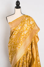 Sona: Silk Mark Certified Golden Yellow and Gold Bridal Banarasi Silk Saree
