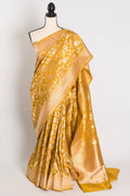Sona: Silk Mark Certified Golden Yellow and Gold Bridal Banarasi Silk Saree