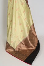 Sree: Silk Mark Certified Lime Green Katan Banarasi Silk Saree