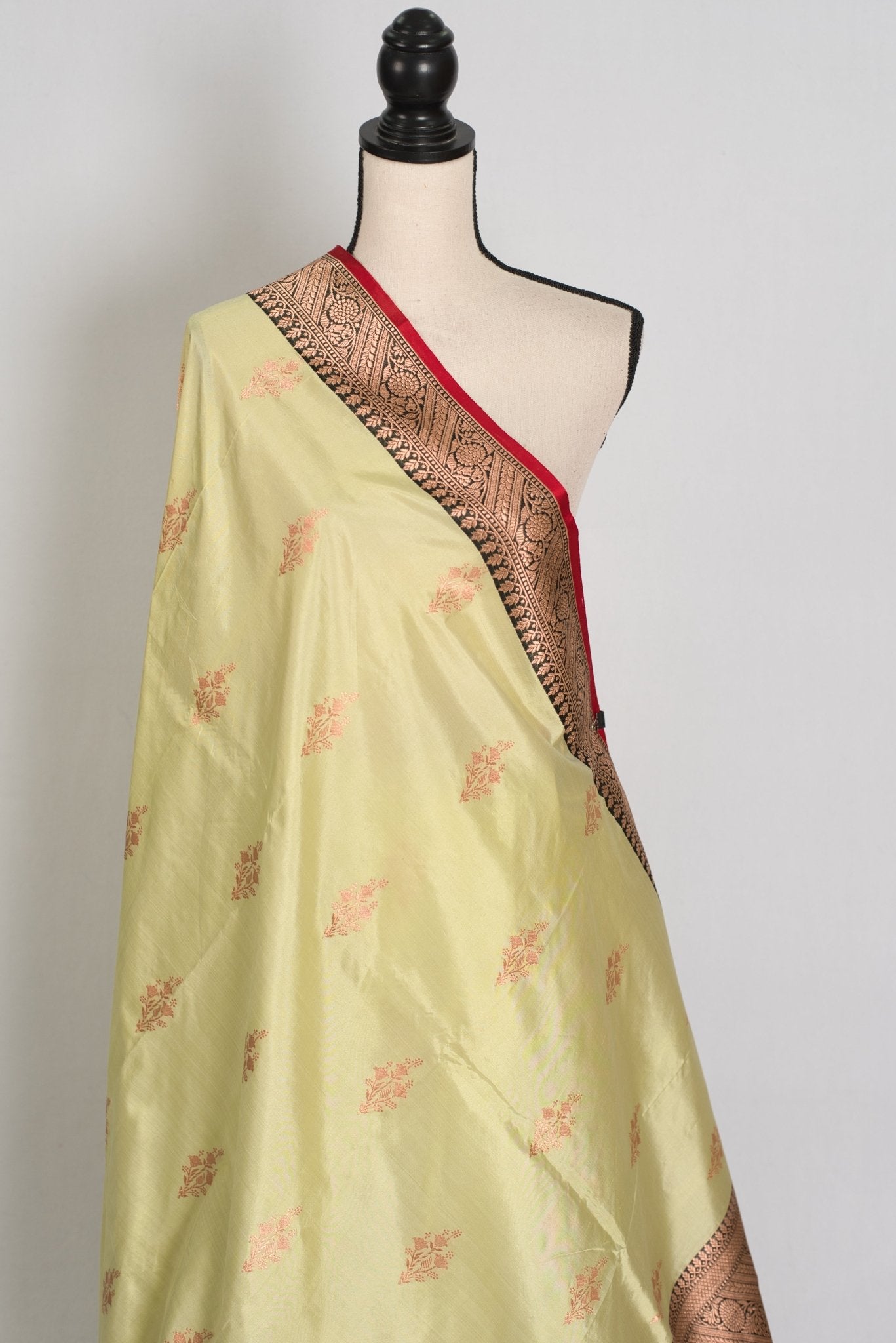 Sree: Silk Mark Certified Lime Green Katan Banarasi Silk Saree