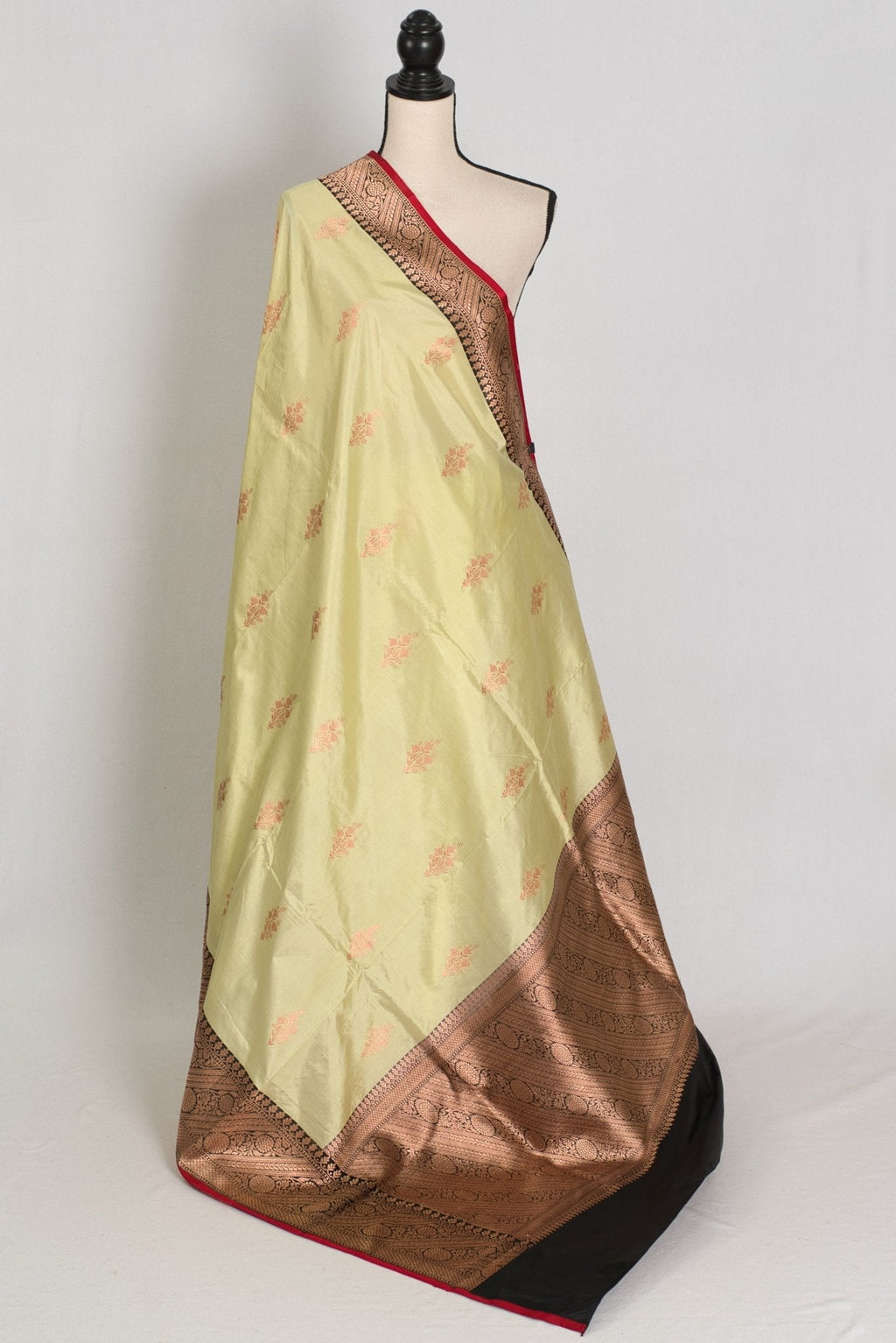 Sree: Silk Mark Certified Lime Green Katan Banarasi Silk Saree