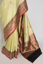 Sree: Silk Mark Certified Lime Green Katan Banarasi Silk Saree