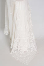 Subha : Off-White Lucknow Chikankari Hand Embroidery Georgette Saree