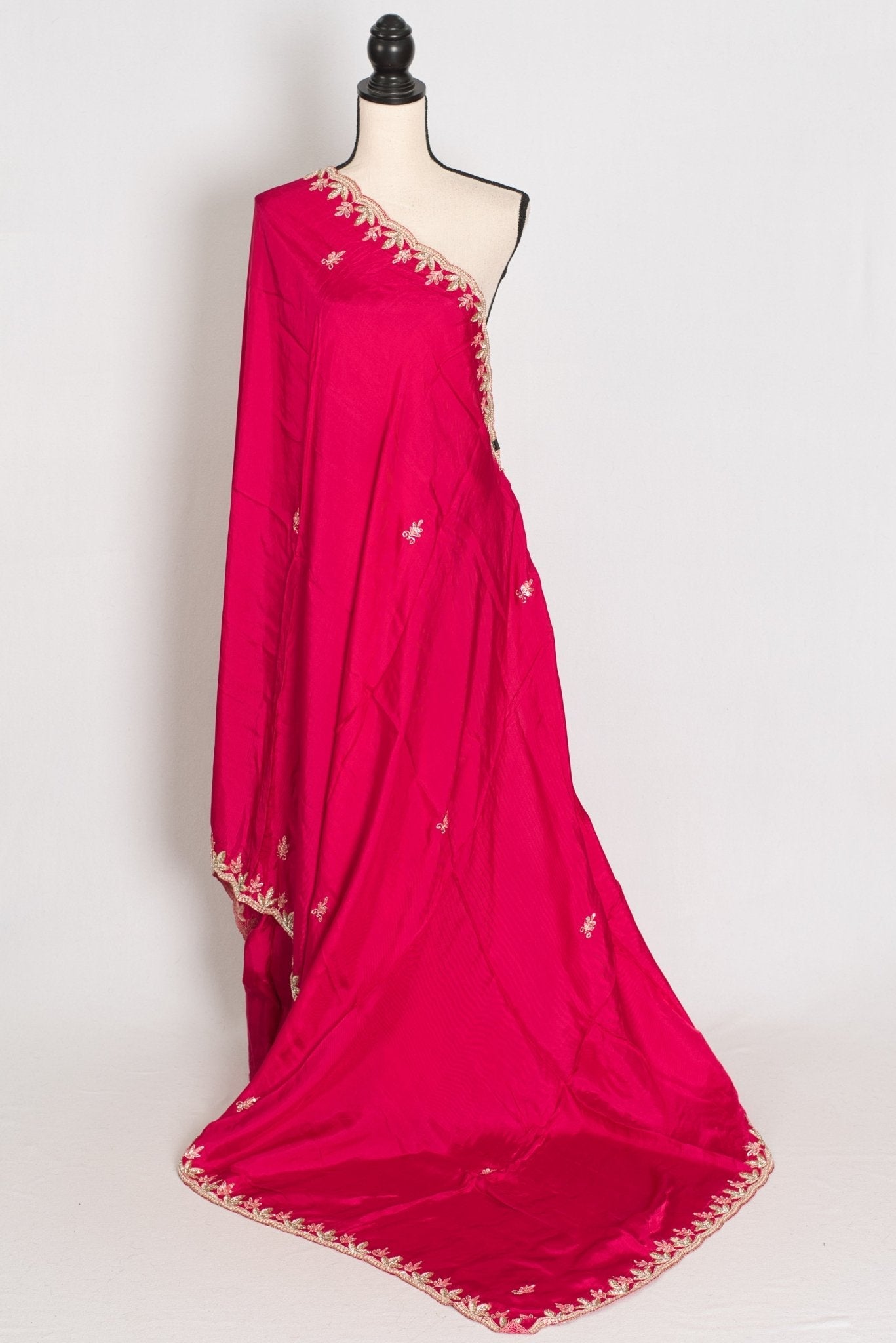 Sunaina: Dark Pink Designer Saree with Zardosi & Stone Work | Partywear