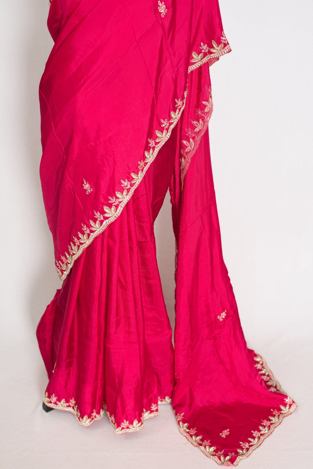 Sunaina: Dark Pink Designer Saree with Zardosi & Stone Work | Partywear