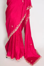 Sunaina: Dark Pink Designer Saree with Zardosi & Stone Work | Partywear