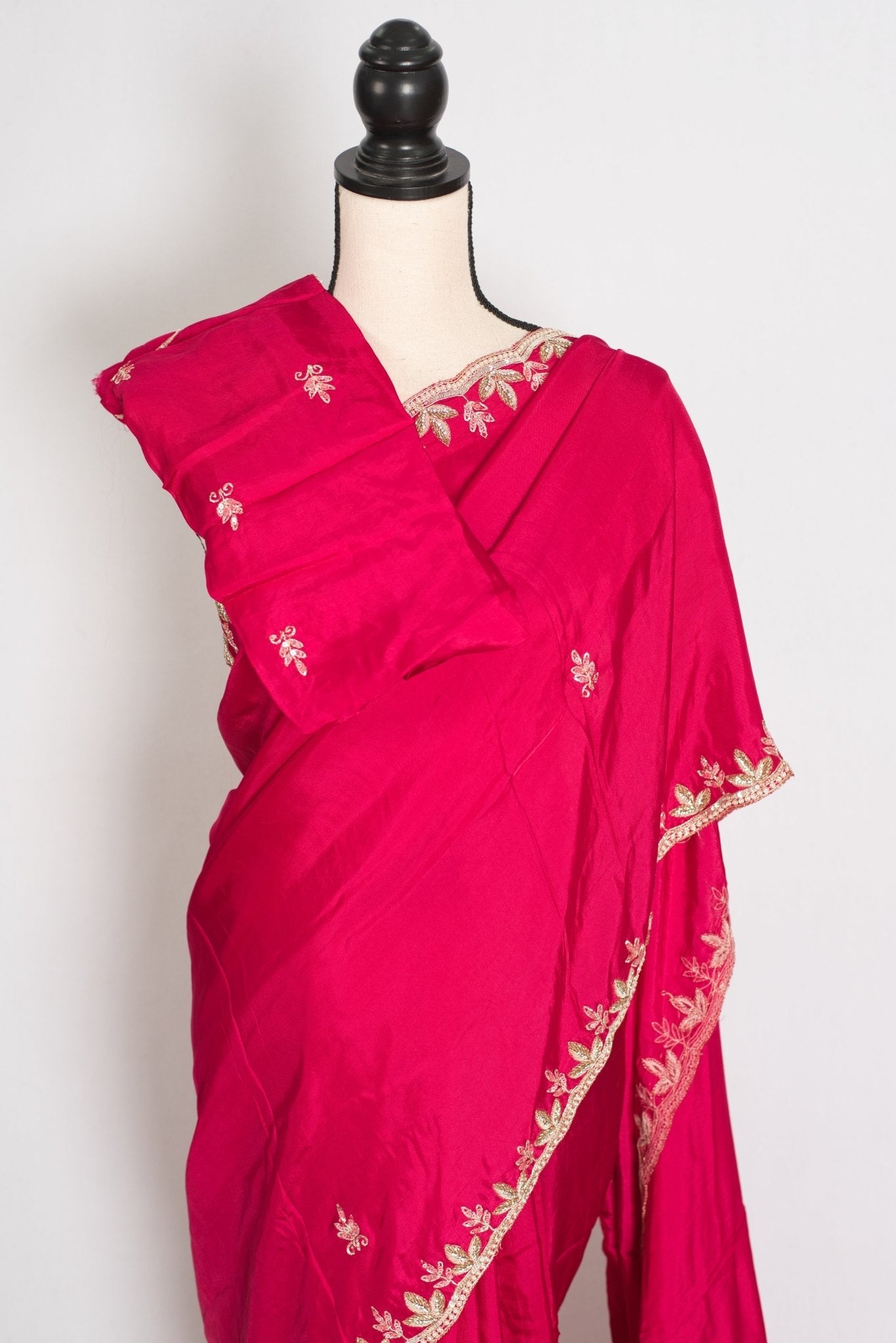 Sunaina: Dark Pink Designer Saree with Zardosi & Stone Work | Partywear