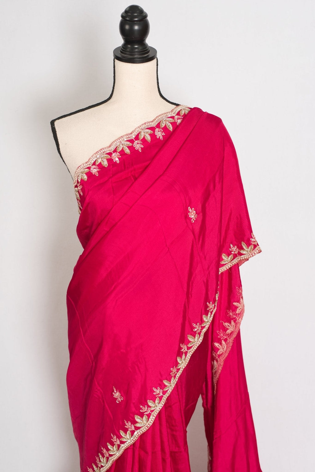 Sunaina: Dark Pink Designer Saree with Zardosi & Stone Work | Partywear