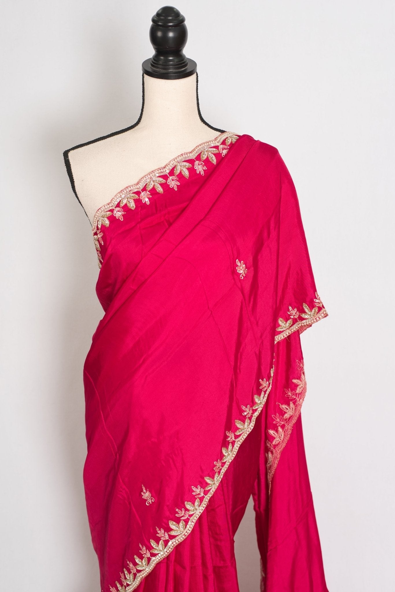 Sunaina: Dark Pink Designer Saree with Zardosi & Stone Work | Partywear