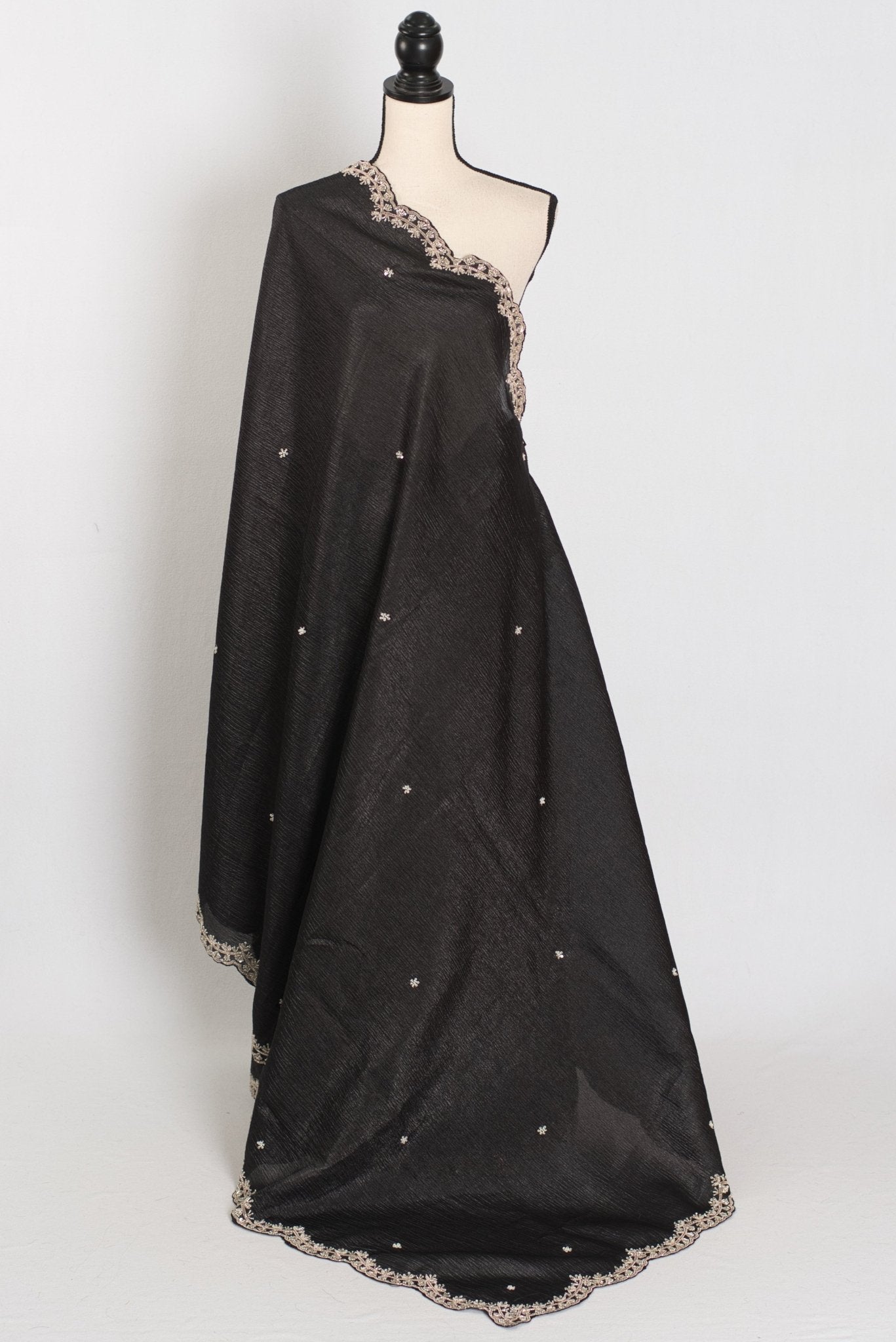 Sunayna | Black Crush Tissue Designer Partywear Saree - Bollywood Fashion