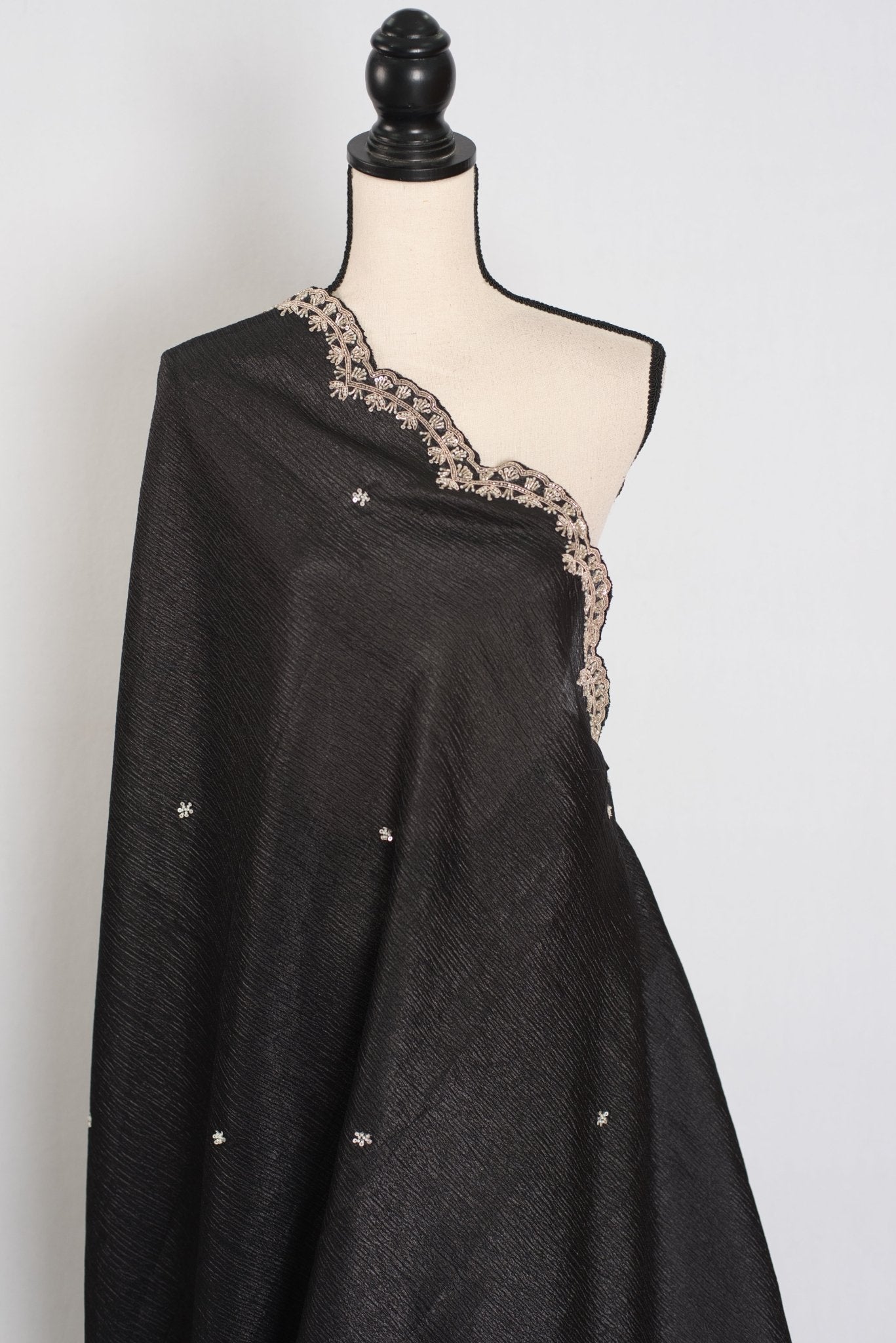 Sunayna | Black Crush Tissue Designer Partywear Saree - Bollywood Fashion