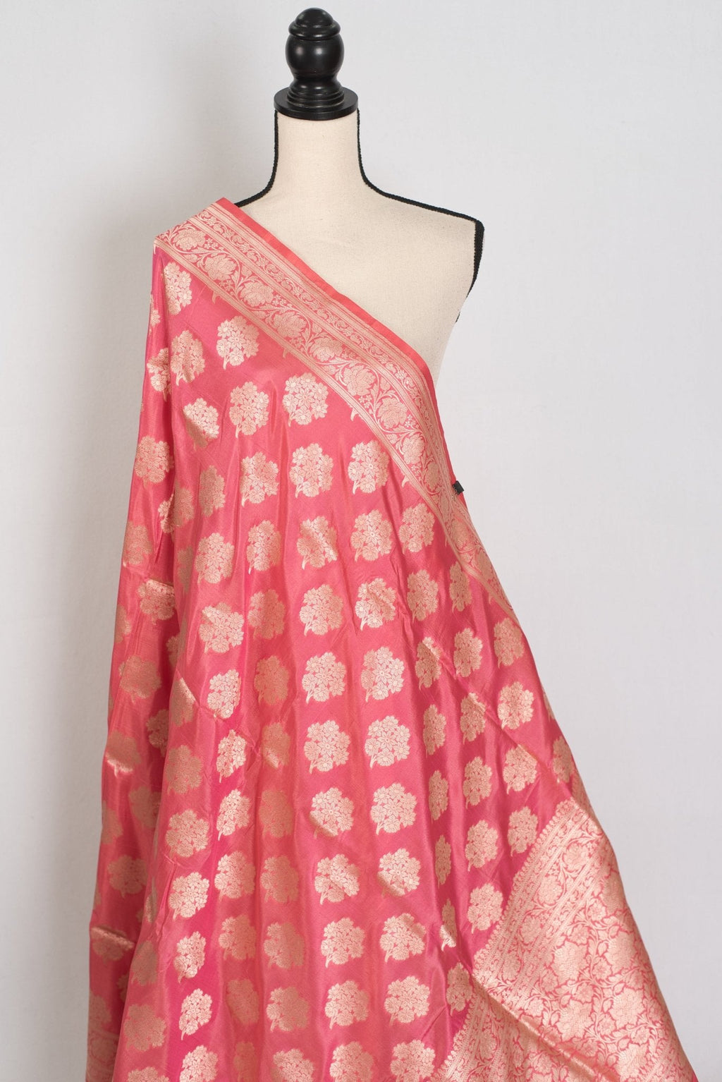 Tanima: Silk Mark Certified Pink & Gold Jaal Banarasi Saree with Size 40 Blouse