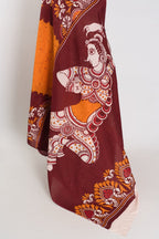 Trina: Orange & Red Batik Printed Mulmul Cotton Saree | Lightweight Handloom