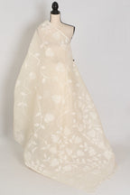 Vibha: Fine Quality White-on-White Hand-Woven Bengal Cotton Jamdani Saree