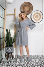 Knee-Length Waffle Robe for Women