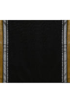 Piyari Fashion Women's Black Embellished Cotton Blend Jamdani Saree