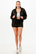 Zipped Hooded Jacket And Skort Set